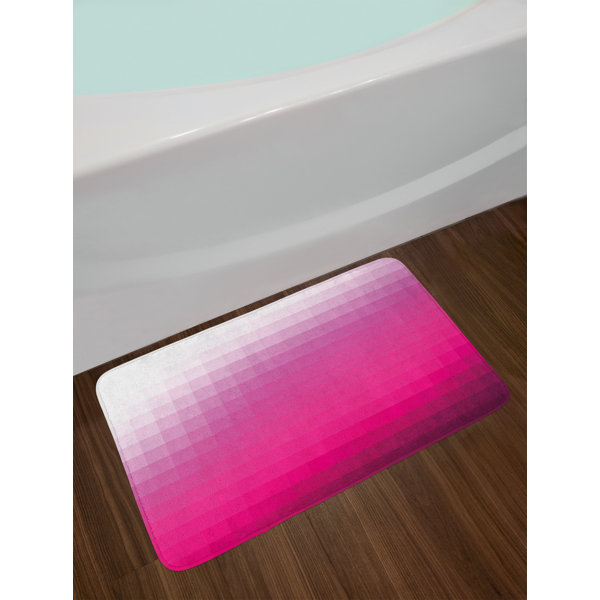 East Urban Home Modern Hot Pink Dark Purple White Hot Pink Bath Rug
